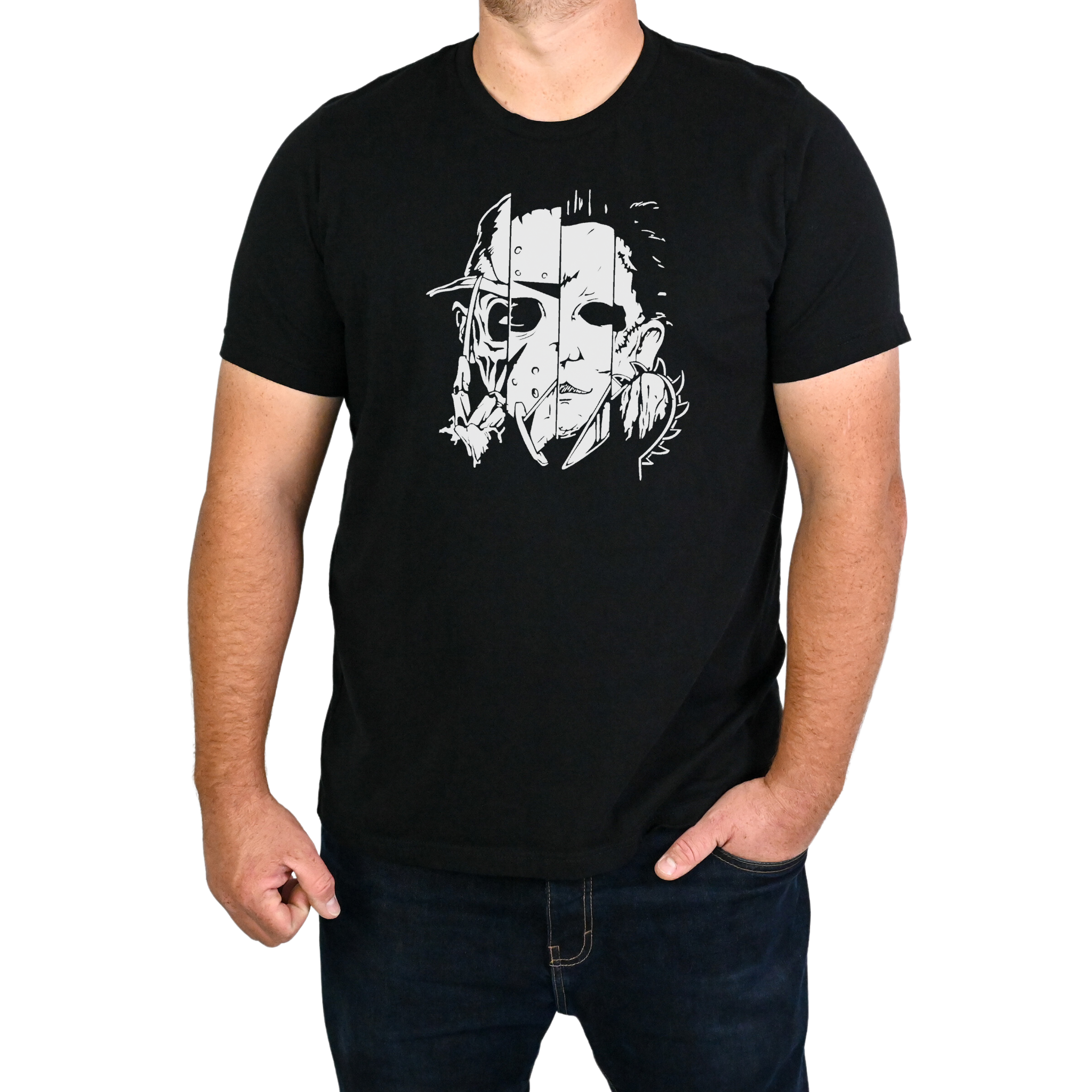 Horror Movie Killer Faces Halloween Mash-Up T-Shirt