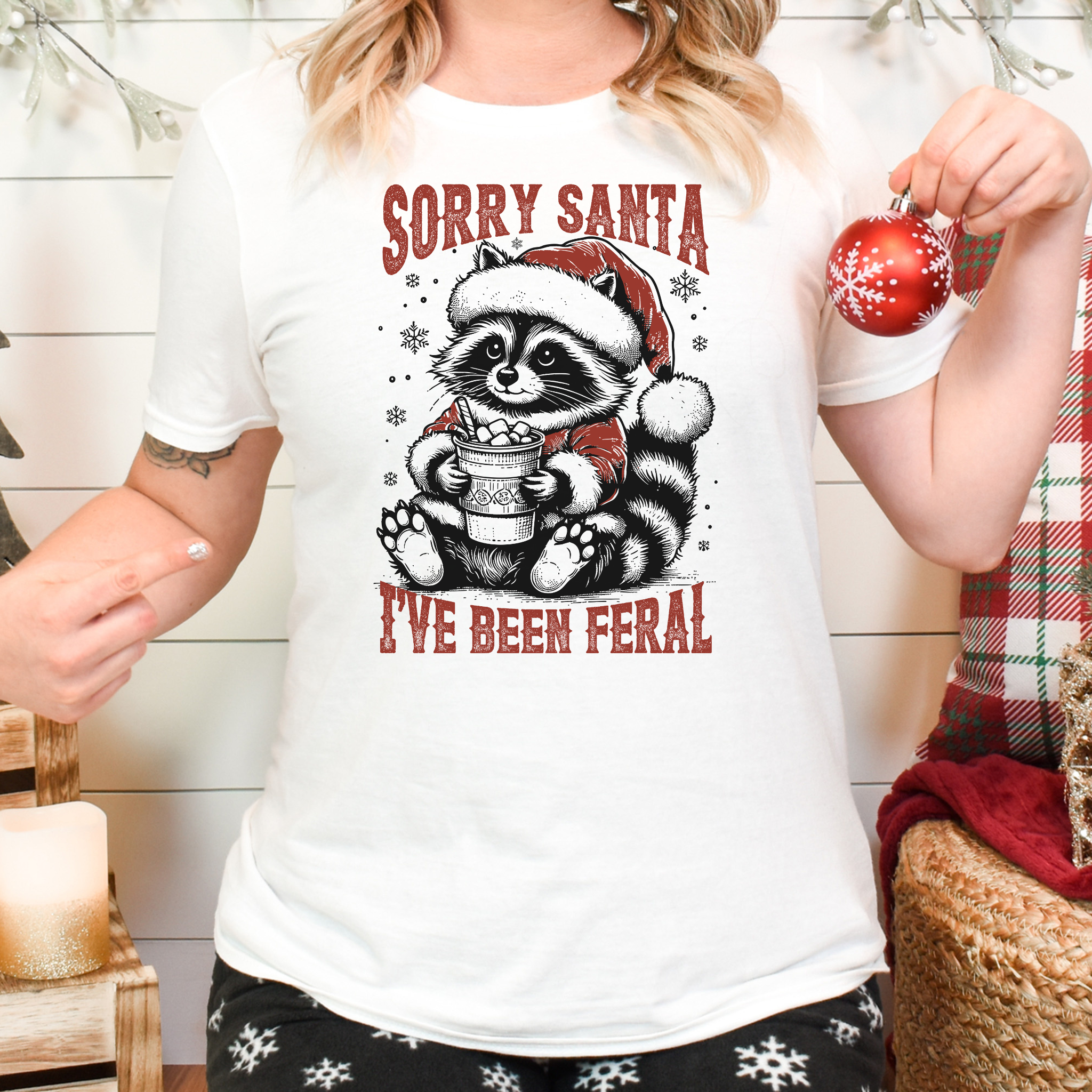 Sorry Santa, I’ve Been Feral Christmas Humor T-Shirt – Holiday Graphic Tee