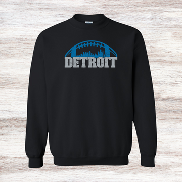 Detroit Football With Skyline Crewneck Sweatshirt – Celebrate the Spirit of Detroit!