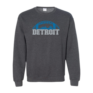 Detroit Football With Skyline Crewneck Sweatshirt – Celebrate the Spirit of Detroit!