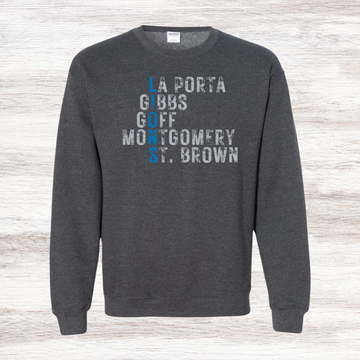 Detroit Lions Players Names Typography Crewneck Sweatshirt