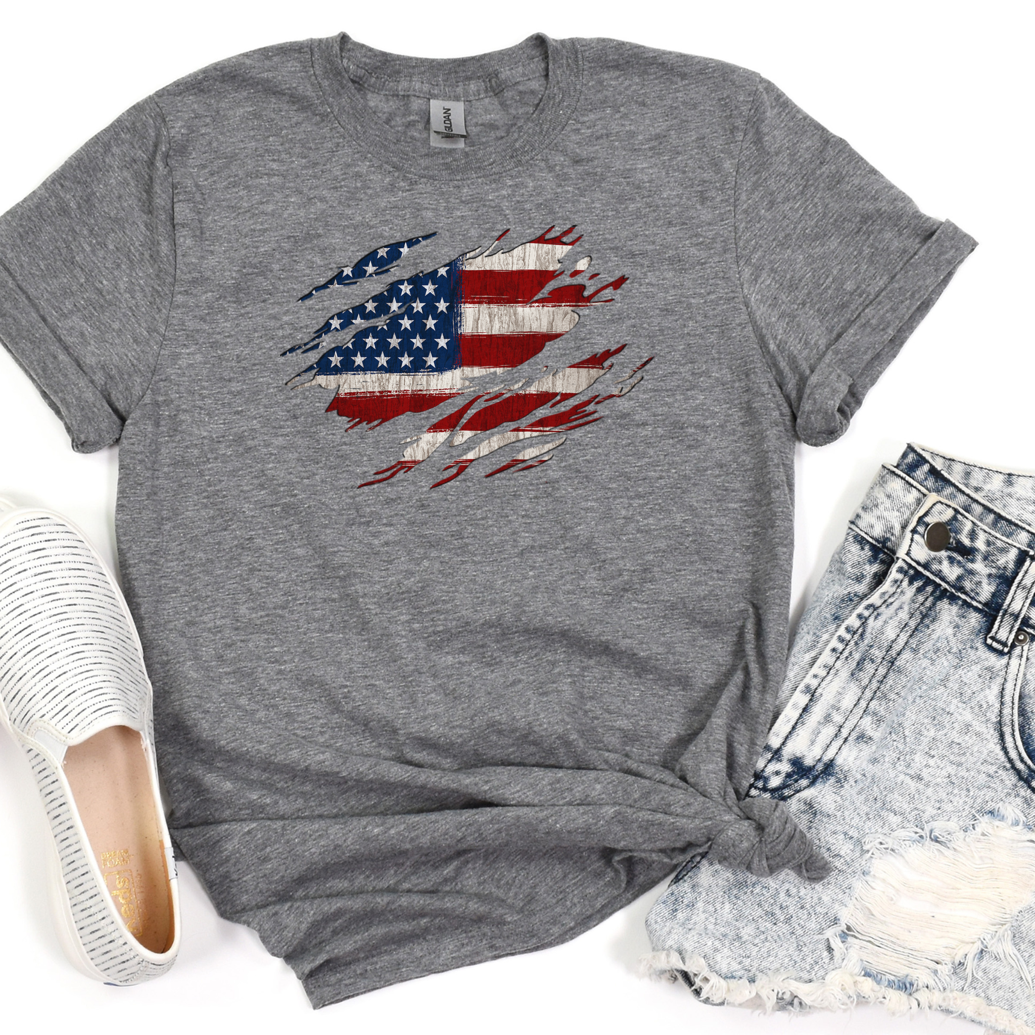 Tattered American Flag T-Shirt