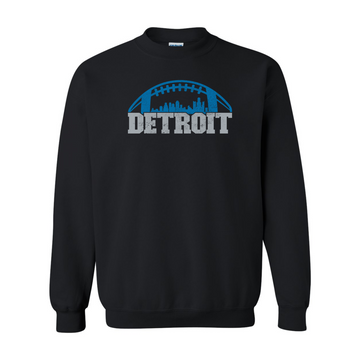 Detroit Football With Skyline Crewneck Sweatshirt – Celebrate the Spirit of Detroit!