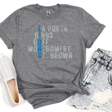 Detroit Lions Players Names Typography T-Shirt